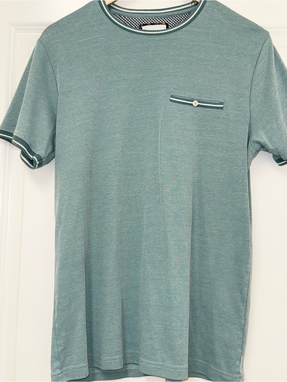 Cactus Man Men's Medium Heather Teal Tipped Short Sleeve Crewneck Pocket Tee